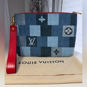 NEW Louis Vuitton Denim Monogram Large Patchwork City Pouch Limited Edition ✨